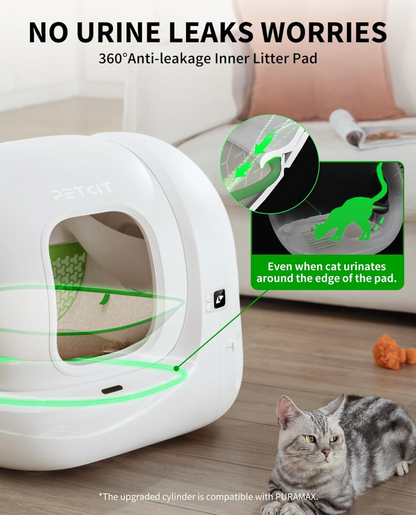 Automatic Cat Litter Box 2-Way Odor Remover & 20 Trash Bags,App Control Smart Robot with Anti-Scratch Inner Mat, Self-Cleaning