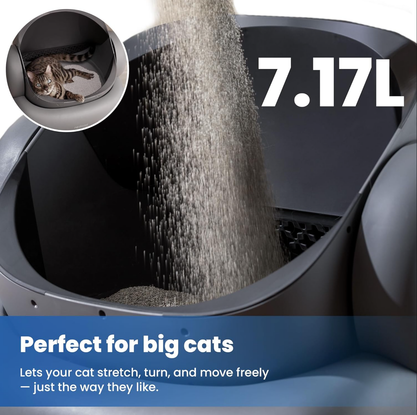 Neakasa M1 Plus Open-Top Self Cleaning Cat Litter Box, Automatic Cat Litter Box with APP Control, Odor-Free Waste Disposal Includes Trash Bags