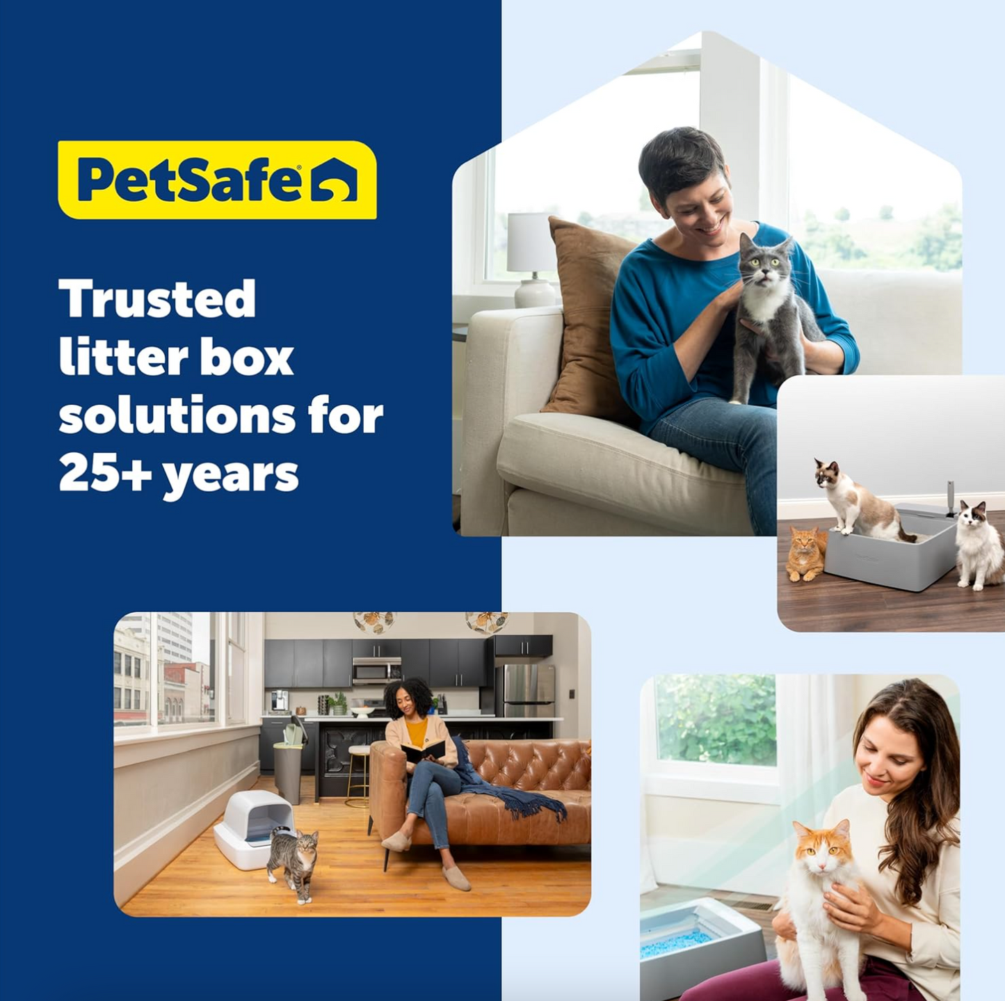 PetSafe ScoopFree Crystal Smart Self-Cleaning Automatic Litter Box - Front Entry - Uncovered Motion-Sensing Cat Box with Integrated Health Counter & App - Includes 1 Disposable Crystal Litter Tray